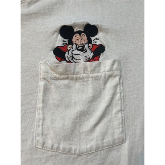 Vintage 1991 Large Disney Mickey Minnie Mouse Embroidered Single Stitch T-Shirt - Picture 10 of 10